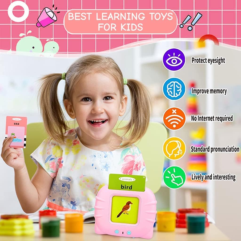 Storio Montessori Talking Flash Cards for Kids 2-5 Years | Rechargeable Educational Learning Toy for Toddlers | Cognitive Skill Builder for Boys & Girls | Sound Flashcard Device for Babies