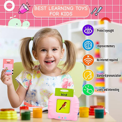 Storio Montessori Talking Flash Cards for Kids 2-5 Years | Rechargeable Educational Learning Toy for Toddlers | Cognitive Skill Builder for Boys & Girls | Sound Flashcard Device for Babies