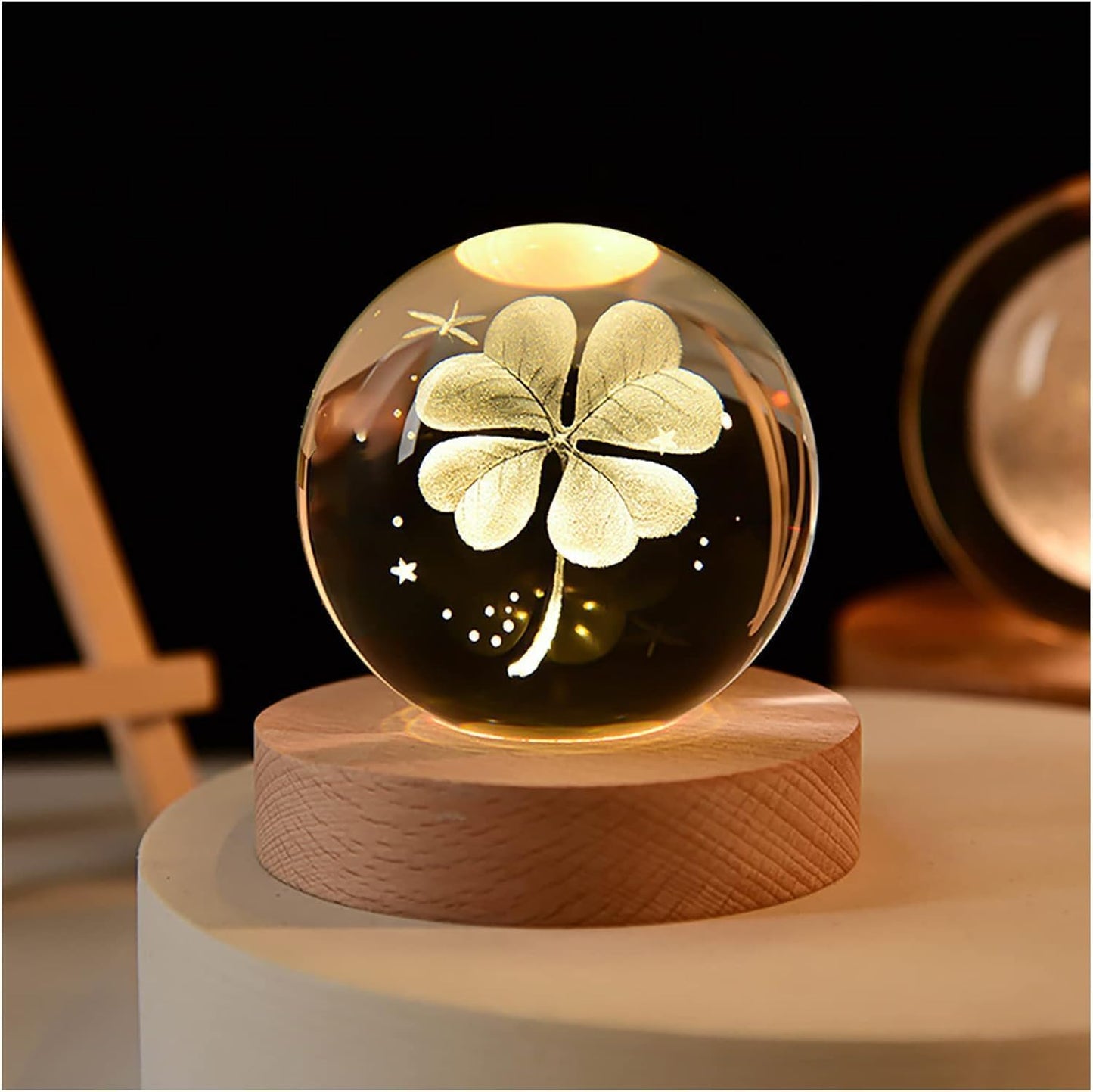 Desidiya Moon Crystal Ball Night Light,2.4 Inch Glass Ball Night LED Lamp with Woodern Base,Decorations Gifts for Men,Women,Kids,Boys,Girls | Gifts for Woman | Valentine Gifts