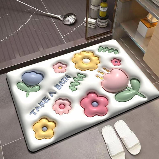 Bathroom Door Mat 3D Printed Digital Door Mat Washable Bathroom Quick Dry Rugs, Non Slip Absorbent Floor Mat for Bathroom | Anti-Slip Quick Drying Absorbent Sink Floor Rug (1pcs)(Multicolor)
