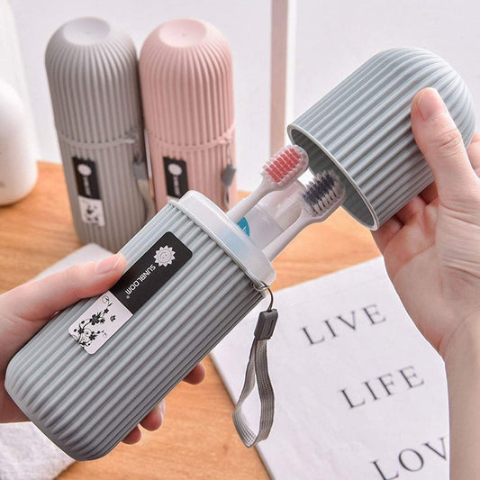 Kepzell 2Pc Capsule Shape Travel Toothbrush Toothpaste Case Holder Portable Toothbrush Storage Plastic Toothbrush Holder Random Colour