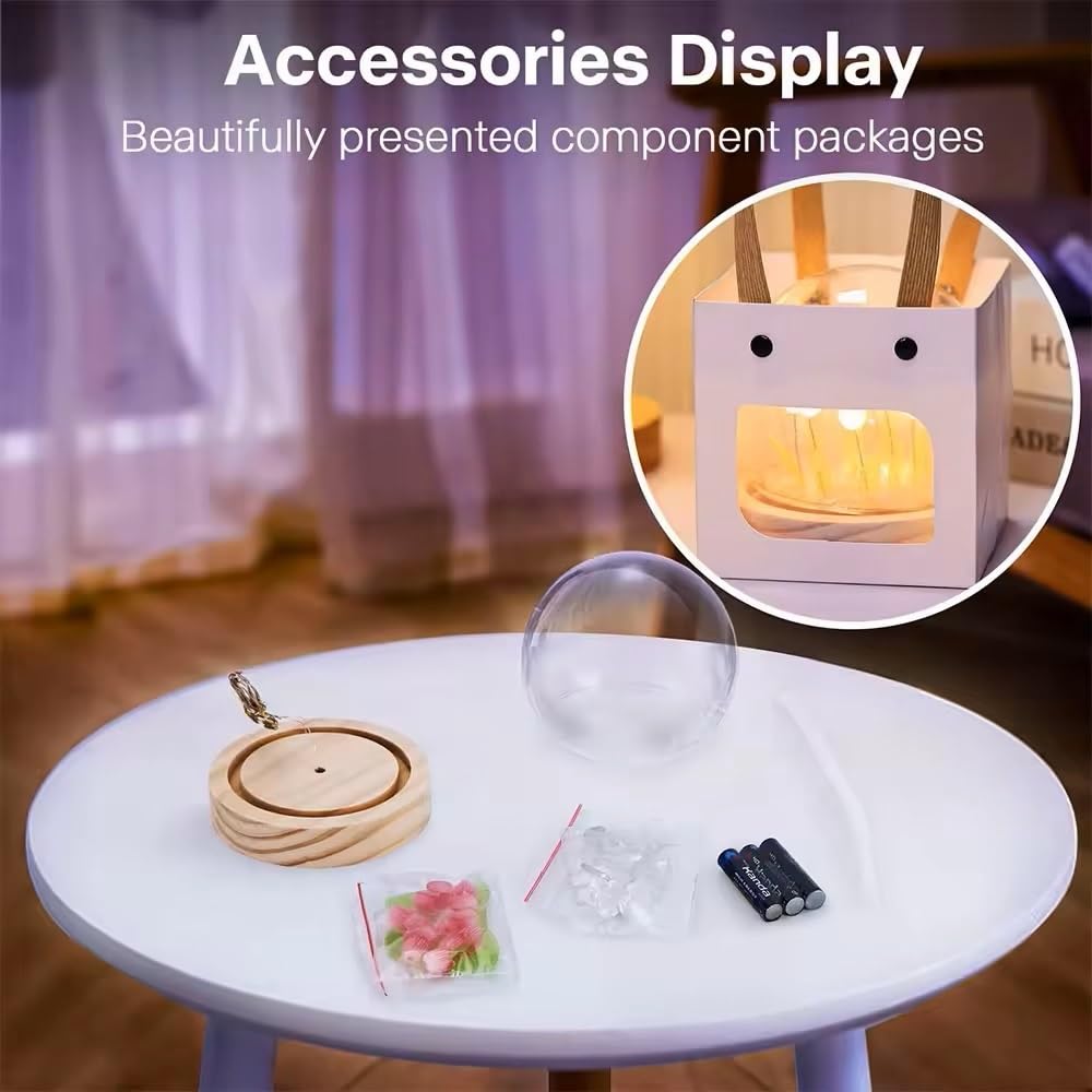 Desidiya Moon Crystal Ball Night Light,2.4 Inch Glass Ball Night LED Lamp with Woodern Base,Decorations Gifts for Men,Women,Kids,Boys,Girls | Gifts for Woman | Valentine Gifts