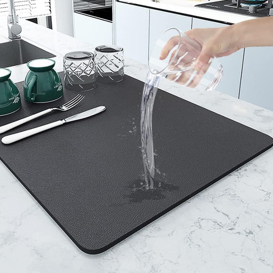 SUNSHREE Dish Drying mat for Kitchen Water Absorbent mat Drying mat for Kitchen Utensils Large Dry mat for Kitchen Utensils Drying mat Water Absorbent mats for Kitchen Items (30 * 40 cm) (Pack of 2)