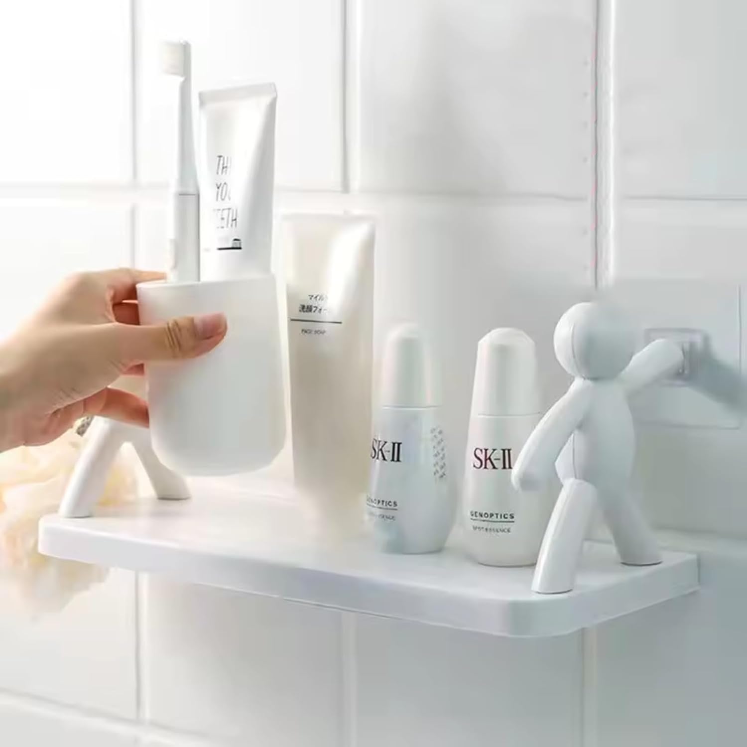 TAZLYN floating shelf for wall mounted shelf for bathroom rack self adhesive bathroom shelf for wall shelves for bathroom racks and shelves for storage shelf bathroom organizer without drill PACK OF 3