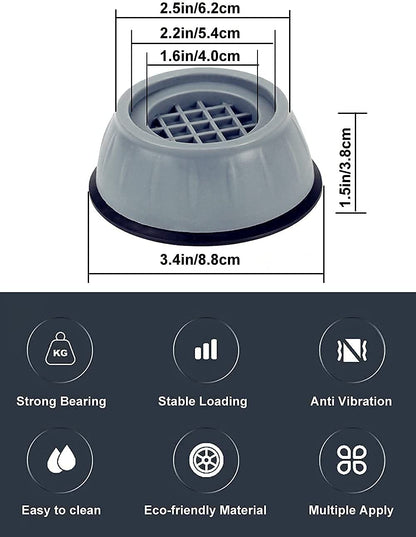 Dhruheer 4 PCs of Anti Vibration Washing Machine Pads Washer with Suction Cup || Anti Walk Pads Shock Absorber Furniture Lifting Base || Fridge Washing Machine Leveling Feet