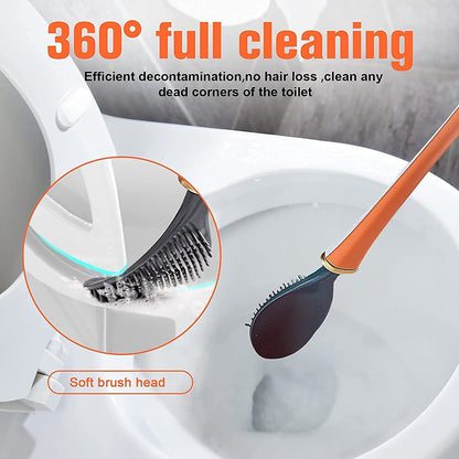 THE FLAME Silicone Water Drop Toilet Brush and Holder Set, Automatic Opening and Closing, Wall Mounted Deep Cleaning Toilet Bowl Brush for Bathroom Toilet Brush and Holder Set.