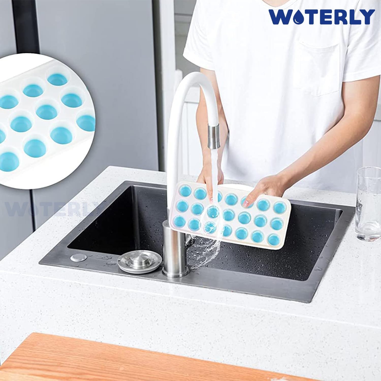 WOTERLY 4 Pcs Pop Up Round Ice Cube Trays| Ice Tray with Lid for Freezer| Easy Release,Flexible Silicone Bottom, Stackable Food Grade Plastic,BPA Free| Make Perfect Ice Balls (Set of 4Pcs)
