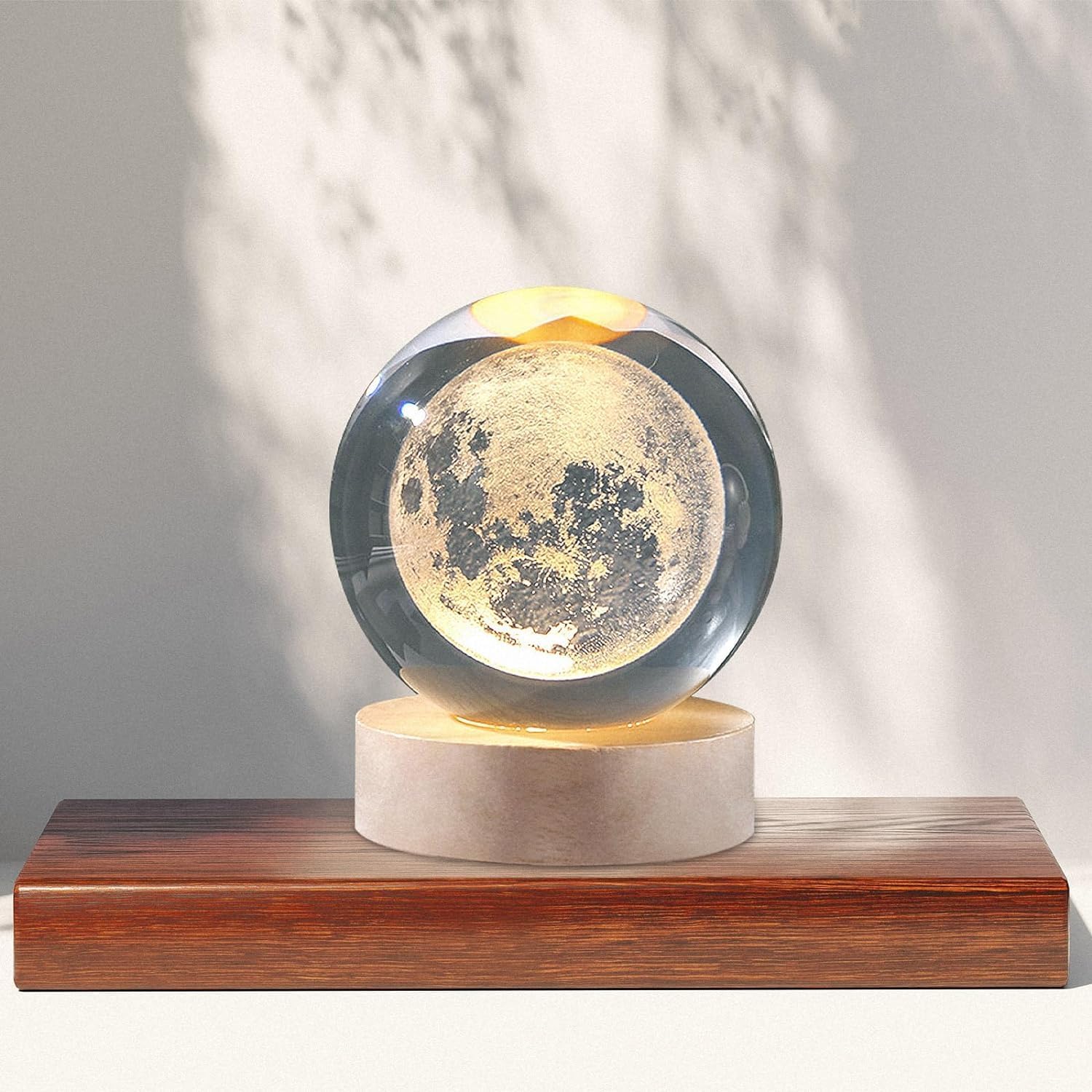 Desidiya Moon Crystal Ball Night Light,2.4 Inch Glass Ball Night LED Lamp with Woodern Base,Decorations Gifts for Men,Women,Kids,Boys,Girls | Gifts for Woman | Valentine Gifts