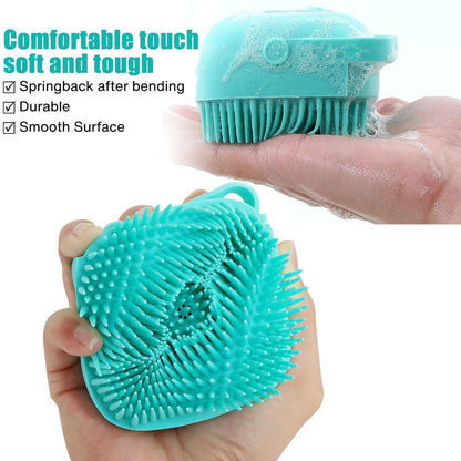 kriya Body Bath Brush Silicone Soft Cleaning Bath Body Brush with Shampoo Dispenser - Skin Massage Brush Bath Bathroom Accessories multi color