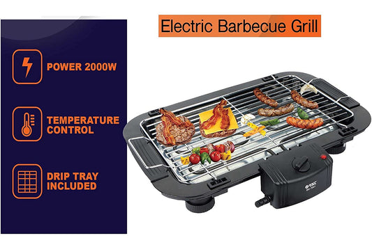 SEAHAVEN Amazon Choiced Smokeless Indoor/Outdoor Electric Grill Portable Tabletop Grill Kitchen BBQ Grills Adjustable Temperature Control, Removable Water Filled Drip Tray, 2000W