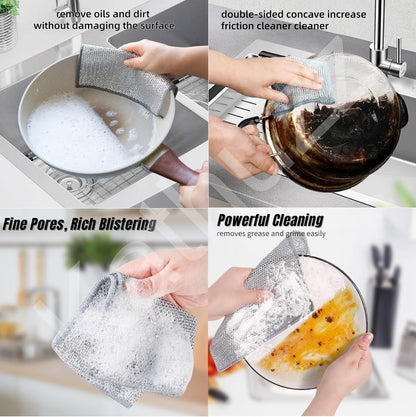 Kathuzz Non-Scratch Dish Wash Cloth (15 Pack) Two Layer Mesh Wire Cloth for Kitchen Reusable Multipurpose Dishwashing Rags for Wet and Dry Cleaning Scrubber
