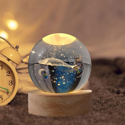 Desidiya Moon Crystal Ball Night Light,2.4 Inch Glass Ball Night LED Lamp with Woodern Base,Decorations Gifts for Men,Women,Kids,Boys,Girls | Gifts for Woman | Valentine Gifts