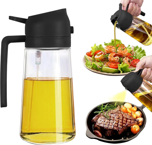 Zirvella Glass Oil Dispenser with Pouring Spout,2 in 1 Glass Oil Sprayer and Dispenser Bottle, Premium Nozzle, Multi Color oil dispenser for kitchen