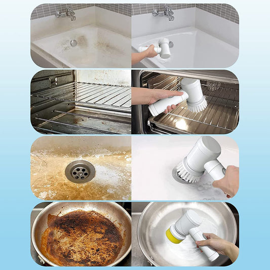 ZENTORIO 5 in 1 Magic Brush Nylon Bathtub Electric Multi-Functional Household TooZENTORIO Bath Kitchen Cleaning Brush