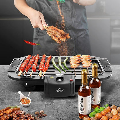 SEAHAVEN Amazon Choiced Smokeless Indoor/Outdoor Electric Grill Portable Tabletop Grill Kitchen BBQ Grills Adjustable Temperature Control, Removable Water Filled Drip Tray, 2000W