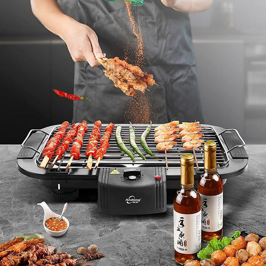 SEAHAVEN Amazon Choiced Smokeless Indoor/Outdoor Electric Grill Portable Tabletop Grill Kitchen BBQ Grills Adjustable Temperature Control, Removable Water Filled Drip Tray, 2000W