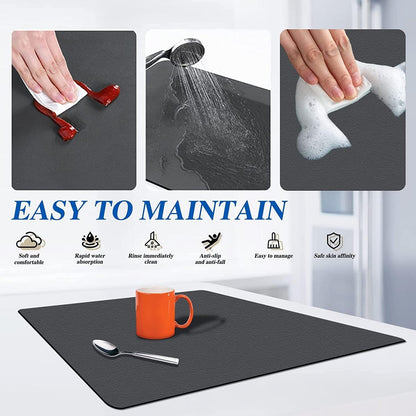SUNSHREE Dish Drying mat for Kitchen Water Absorbent mat Drying mat for Kitchen Utensils Large Dry mat for Kitchen Utensils Drying mat Water Absorbent mats for Kitchen Items (30 * 40 cm) (Pack of 2)