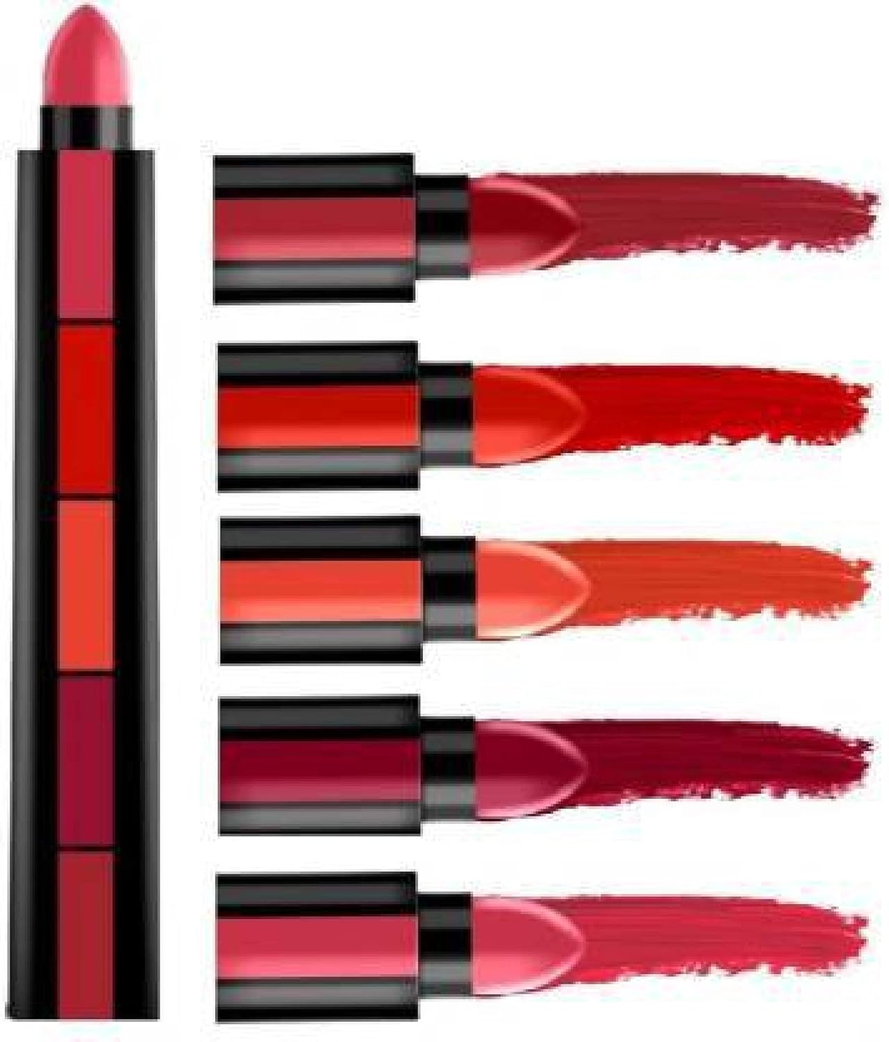 GIRL BEAUTY Fabulous 5 in 1 Matte Finish Lipstick (Red Edition)