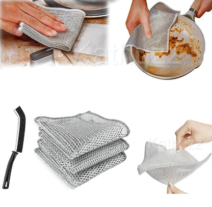 Kathuzz Non-Scratch Dish Wash Cloth (15 Pack) Two Layer Mesh Wire Cloth for Kitchen Reusable Multipurpose Dishwashing Rags for Wet and Dry Cleaning Scrubber