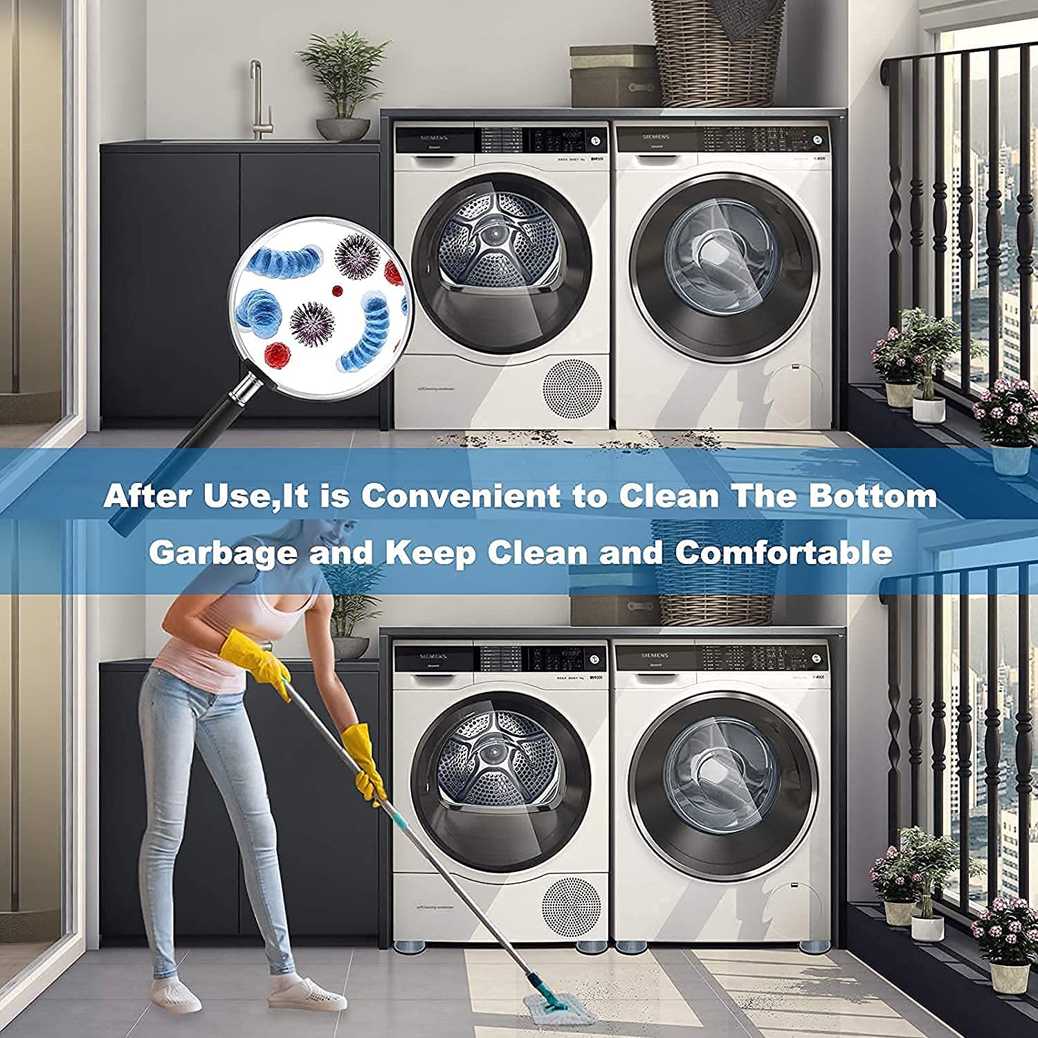 Dhruheer 4 PCs of Anti Vibration Washing Machine Pads Washer with Suction Cup || Anti Walk Pads Shock Absorber Furniture Lifting Base || Fridge Washing Machine Leveling Feet