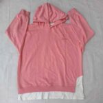 Vintage Pink Hoodie with White Layered Hem - Women's Casual Fashion