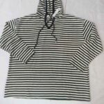 Black and White Striped Hoodie with Drawstrings