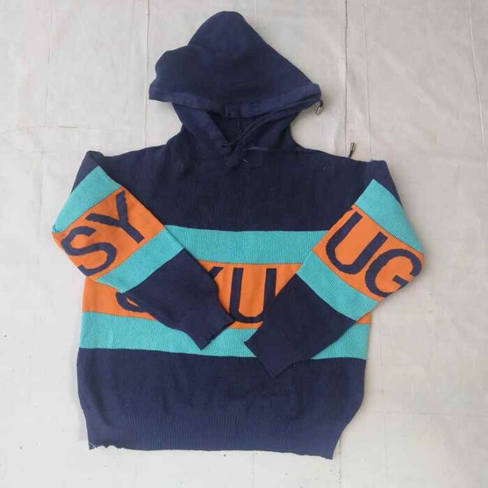 Stylish Blue and Orange Hooded Sweater