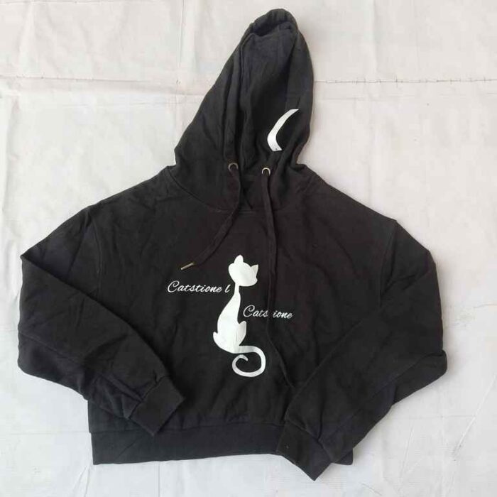 Black Cat Hoodie with Moon and Cat Design