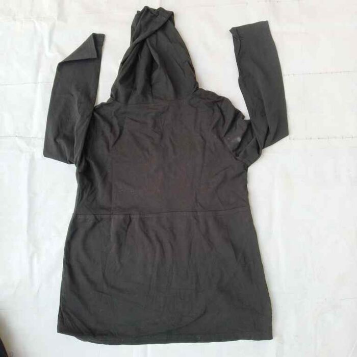 Women’s Dark Gray Hooded Long Sleeve Tunic with Half-Zip