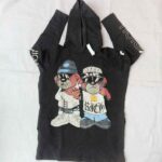 Stylish Black Hoodie with Cartoon Bear Design