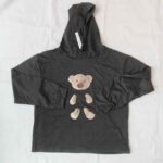 Black Hoodie with Cute Teddy Bear Design