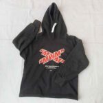 Mod Wave Movement Black Hoodie with Red Graphic Print - XLD