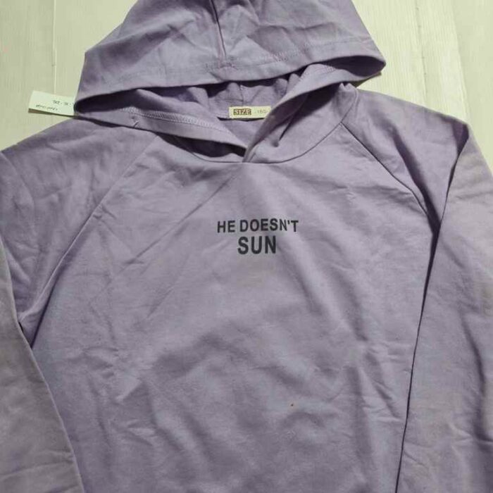 Trendy Lavender Hoodie with Unique "He Doesn't Sun" Print unisex man/woman /BOYS/GIRLS WEAR