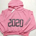 Pink "2020" Hoodie with "JUSTKIDS" Sleeve Print unisex man/woman /BOYS/GIRLS WEAR