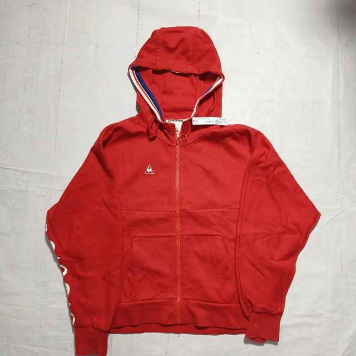 Unisex Red Zip-Up Hoodie with Striped Hood Lining unisex man/woman /BOYS/GIRLS WEAR