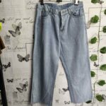 Unisex High-Waisted Vintage Washed Blue Denim Jeans for Men, Women, Boys, and Girls