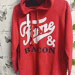 Red Hoodie with "Fame & BACON" Design